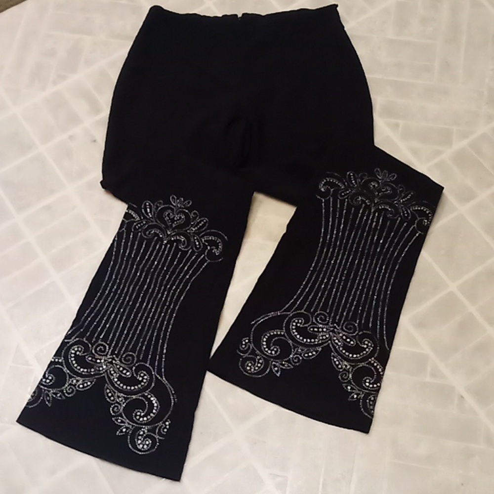 Women's black slacks w/ rhinestone look
